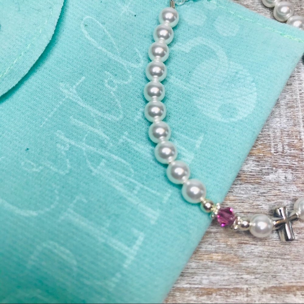 Children’s Swarovski Pearl SS Cross Bracelet - Picture 4 of 8